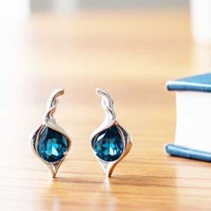 2/$40 Unique Blue Platinum Crystal Earrings